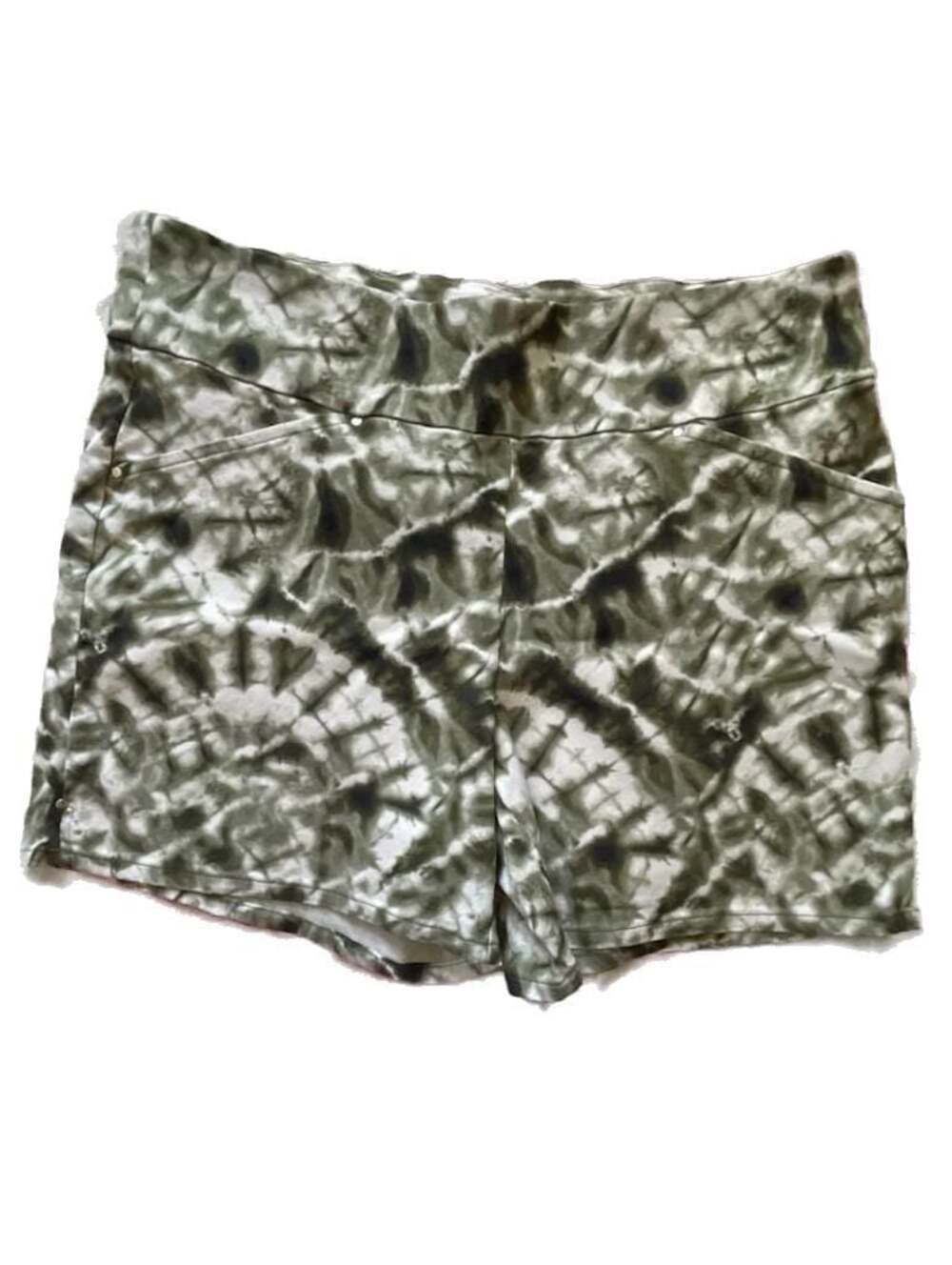INC Rayon Nylon size 10 Y2K 2000s Green Tie-Dye Pull-On Shorts size 10